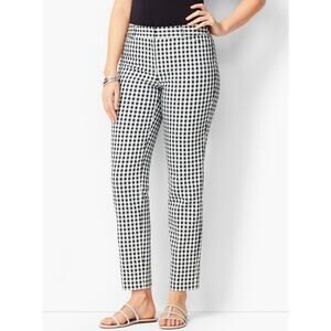 Talbots Womens 14 Black White Hampshire Gingham Ankle Pants Preppy Casual Fit